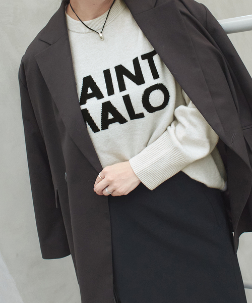 JOURNAL STANDARD（ジャーナルスタンダード）の「インターシャロゴニット（ニット/セーター・レディース・ブルー系その他/ブラック/アイボリー/チャコールグレー・FREE）」の2枚目の写真