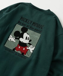 【Disney/ディズニー】ミッキーマウスイラスト ヴィンテージライクプリント&刺繍デザイン ビッグシルエット クルーネックスウェット/3Type
