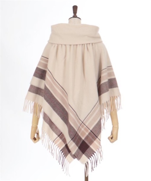 axes femme(アクシーズファム)の「サイドラインチェックポンチョ(レインコート/ポンチョ・レディース・ブラック/キナリ/モカ・FREE)」の6枚目の写真