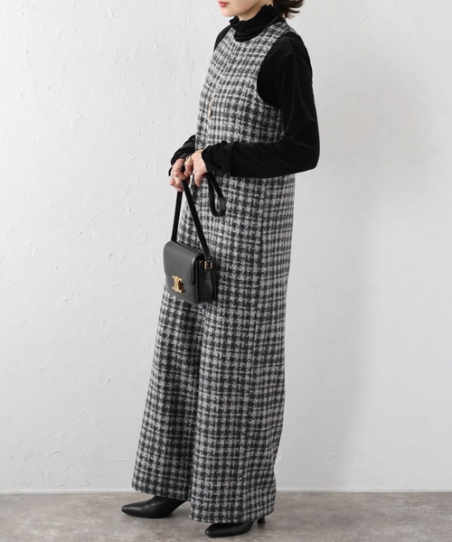 セール】チェックツイードAラインオールインワン（つなぎ