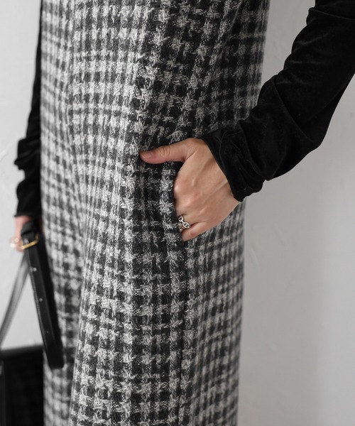 セール】チェックツイードAラインオールインワン（つなぎ