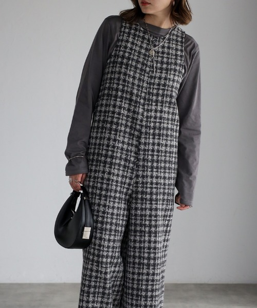 チェックツイードAラインオールインワン（つなぎ/オールインワン