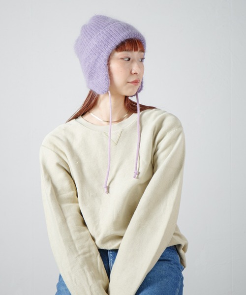 RACAL（ラカル）の「Dog-Year Mohair Wool Knit Watch / イヤーカフ付きモヘアウールニットワッチ（ニットキャップ/ビーニー・レディース・ブラック/オフホワイト/レッド/ライトパープル・FREE）」の20枚目の写真