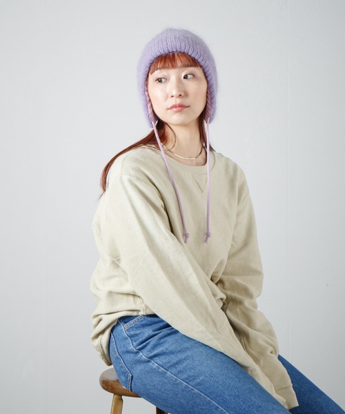RACAL（ラカル）の「Dog-Year Mohair Wool Knit Watch / イヤーカフ付きモヘアウールニットワッチ（ニットキャップ/ビーニー・レディース・ブラック/オフホワイト/レッド/ライトパープル・FREE）」の21枚目の写真