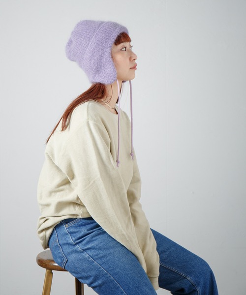 RACAL（ラカル）の「Dog-Year Mohair Wool Knit Watch / イヤーカフ付きモヘアウールニットワッチ（ニットキャップ/ビーニー・レディース・ブラック/オフホワイト/レッド/ライトパープル・FREE）」の22枚目の写真