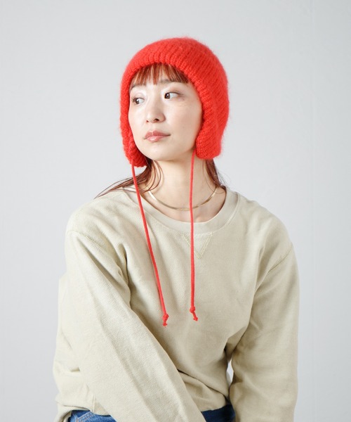 RACAL（ラカル）の「Dog-Year Mohair Wool Knit Watch / イヤーカフ付きモヘアウールニットワッチ（ニットキャップ/ビーニー・レディース・ブラック/オフホワイト/レッド/ライトパープル・FREE）」の15枚目の写真