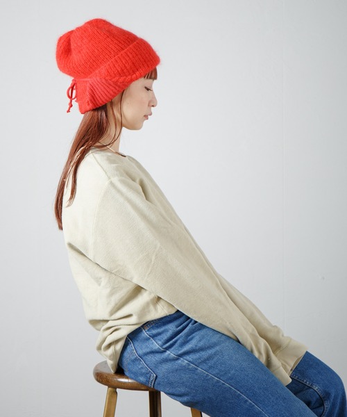 RACAL（ラカル）の「Dog-Year Mohair Wool Knit Watch / イヤーカフ付きモヘアウールニットワッチ（ニットキャップ/ビーニー・レディース・ブラック/オフホワイト/レッド/ライトパープル・FREE）」の10枚目の写真