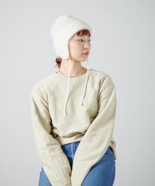 RACAL（ラカル）の「Dog-Year Mohair Wool Knit Watch / イヤーカフ付きモヘアウールニットワッチ（ニットキャップ/ビーニー・レディース・ブラック/オフホワイト/レッド/ライトパープル・FREE）」の13枚目の写真