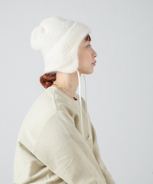 RACAL（ラカル）の「Dog-Year Mohair Wool Knit Watch / イヤーカフ付きモヘアウールニットワッチ（ニットキャップ/ビーニー・レディース・ブラック/オフホワイト/レッド/ライトパープル・FREE）」の6枚目の写真