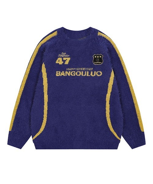 オーバーサイズジャガード編み配色ゲームシャツニットプルオーバー（ニット/セーター）｜Ressaca（レサーカ）