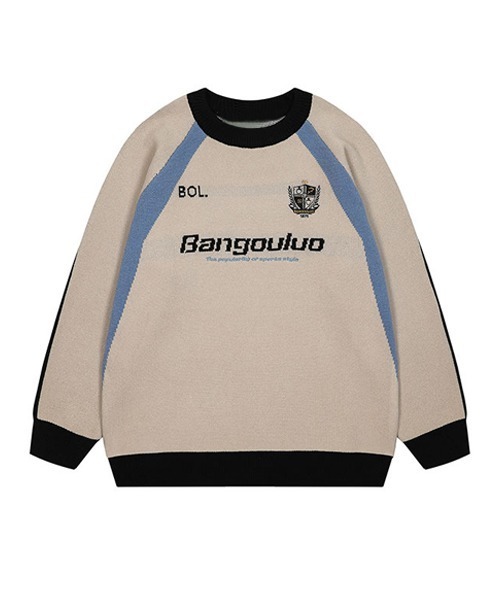 オーバーサイズジャガード編み配色ゲームシャツニットプルオーバー（ニット/セーター）｜Ressaca（レサーカ）