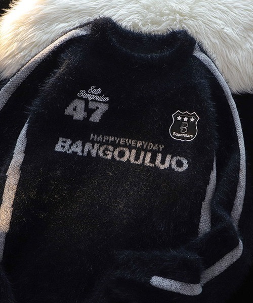 オーバーサイズジャガード編み配色ゲームシャツニットプルオーバー（ニット/セーター）｜Ressaca（レサーカ）