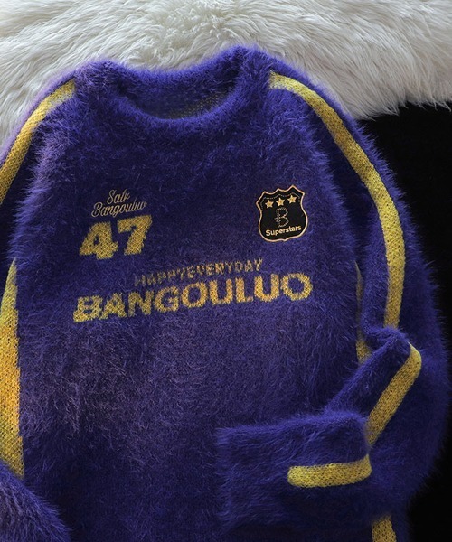 オーバーサイズジャガード編み配色ゲームシャツニットプルオーバー（ニット/セーター）｜Ressaca（レサーカ）