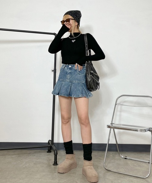 non-hedge(ノンヘッジ)の「ハートロゴハイネックロンT(Tシャツ/カットソー・レディース・ブラウン/オフホワイト/グレー/ブラック・FREE)」の14枚目の写真