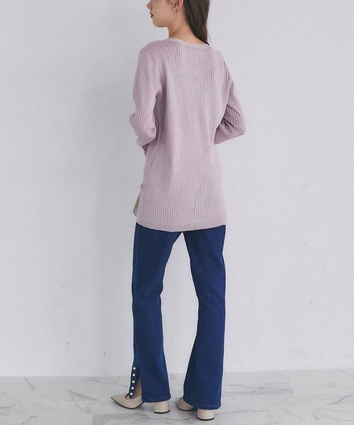tocco closet(トッコ クローゼット)の「クリアビジュー釦ロングリブニットカーディガン(カーディガン/ボレロ・レディース・ピンク/アイボリー/ブラック・M)」の14枚目の写真