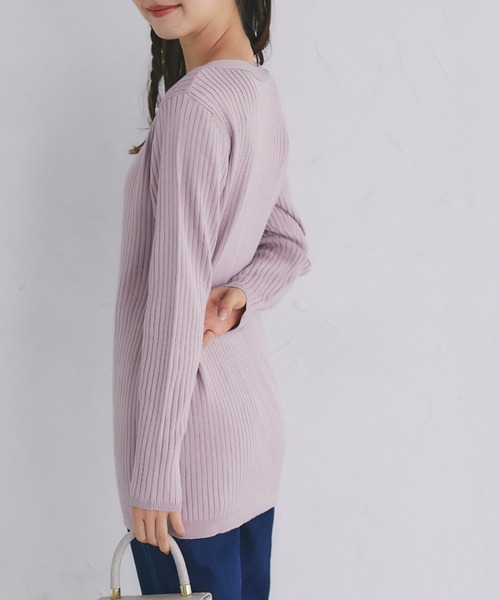 tocco closet(トッコ クローゼット)の「クリアビジュー釦ロングリブニットカーディガン(カーディガン/ボレロ・レディース・ピンク/アイボリー/ブラック・M)」の15枚目の写真