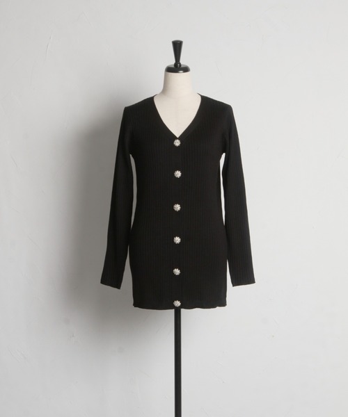 tocco closet(トッコ クローゼット)の「クリアビジュー釦ロングリブニットカーディガン(カーディガン/ボレロ・レディース・ピンク/アイボリー/ブラック・M)」の19枚目の写真