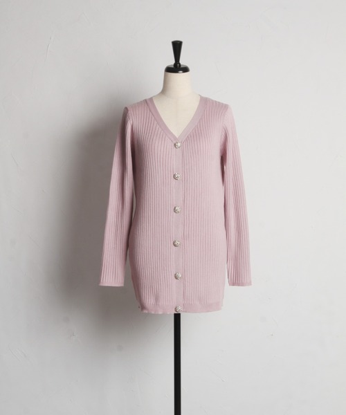 tocco closet(トッコ クローゼット)の「クリアビジュー釦ロングリブニットカーディガン(カーディガン/ボレロ・レディース・ピンク/アイボリー/ブラック・M)」の20枚目の写真