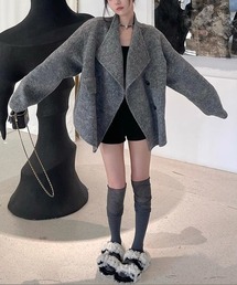 LYEON（リヨン）の「フェイクウールノーカラーコート/モッサコート（ノーカラーコート）」