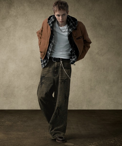 【SWAGVIBE】Baggy Fit Denim Pants 新作 SWAGVIBE】Pinched Dye 3D Baggy Fit Denim Pants（デニムパンツ
