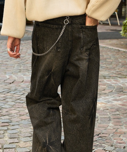 【SWAGVIBE】Baggy Fit Denim Pants 新作 SWAGVIBE】Pinched Dye 3D Baggy Fit Denim Pants（デニムパンツ