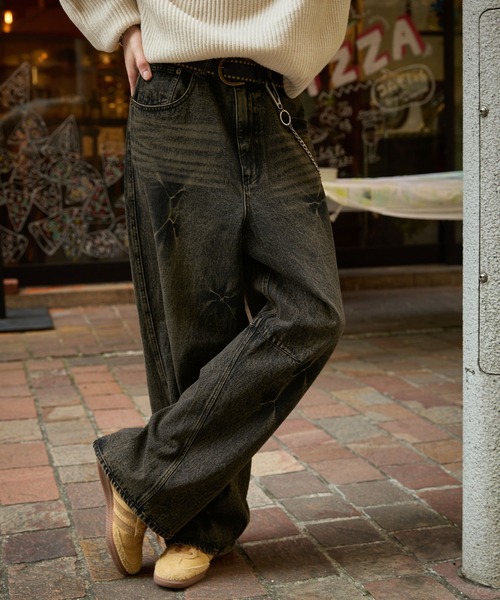 【SWAGVIBE】Baggy Fit Denim Pants 新作 SWAGVIBE】Pinched Dye 3D Baggy Fit Denim Pants（デニムパンツ