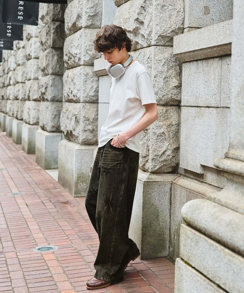SWAGVIBE】Pinched Dye 3D Baggy Fit Denim Pants（デニムパンツ