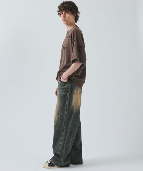 SWAGVIBE】Pinched Dye 3D Baggy Fit Denim Pants（デニムパンツ