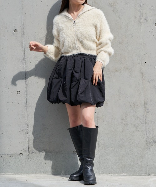 RAY CASSIN(レイカズン)の「【着回し無限!モードニット】シャギージップニット(ニット/セーター・レディース・ライトグレー/ブラウン/アイボリー/チャコールグレー・FREE)」の8枚目の写真