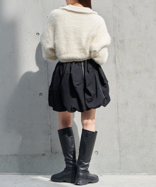 RAY CASSIN(レイカズン)の「【着回し無限!モードニット】シャギージップニット(ニット/セーター・レディース・ライトグレー/ブラウン/アイボリー/チャコールグレー・FREE)」の10枚目の写真