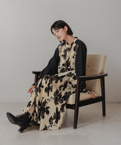 【美品】Bou Jeloudブージュルード　プリーツアソートワンピース　ロングL セール】プリーツアソートワンピース（ワンピース）｜Bou Jeloud