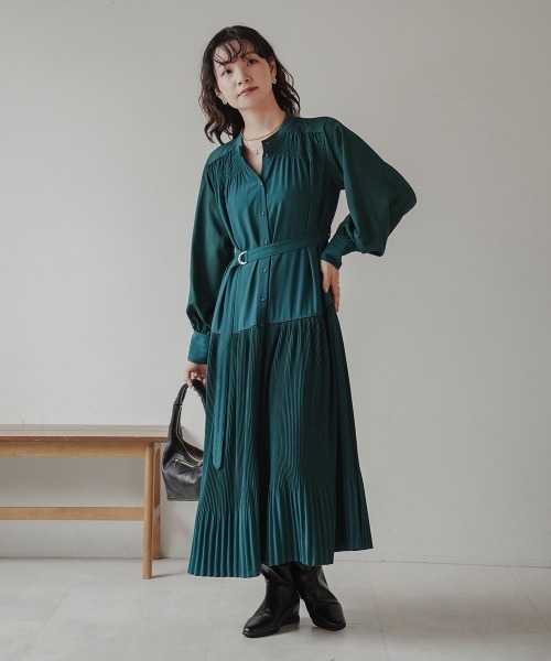 【美品】Bou Jeloudブージュルード　プリーツアソートワンピース　ロングL セール】プリーツアソートワンピース（ワンピース）｜Bou Jeloud