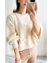 【ZOZO限定】モヘアタッチリボン付きニット