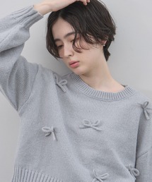 【ZOZO限定】モヘアタッチリボン付きニット