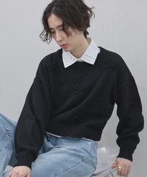 【ZOZO限定】モヘアタッチリボン付きニット