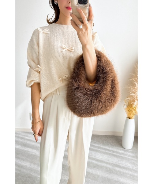 ZOZO限定】モヘアタッチリボン付きニット（ニット/セーター
