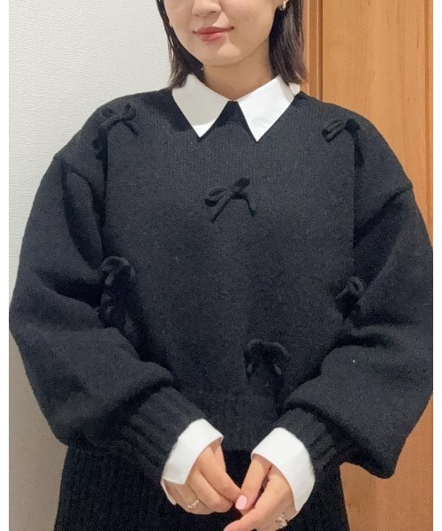 sheller リボン付きニットセーター &. NOSTALGIA ニット セーター 「ZOZO限定」モヘアタッチリボン