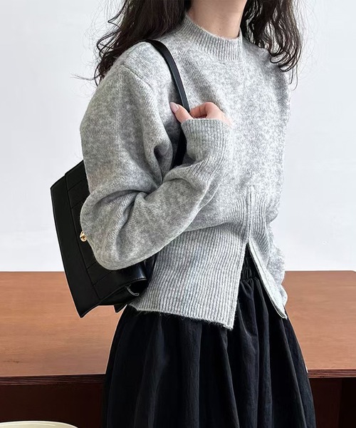 aimoha（アイモハ）の「裾ファスナークルーネックニットセーター（ニット/セーター・レディース・ブラック/チョコ/ベージュ・FREE）」の13枚目の写真