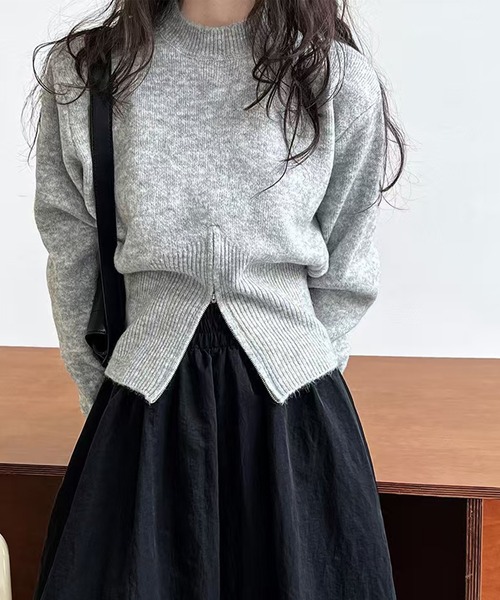 aimoha（アイモハ）の「裾ファスナークルーネックニットセーター（ニット/セーター・レディース・ブラック/チョコ/ベージュ・FREE）」の11枚目の写真
