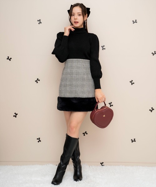 WILLSELECTION（ウィルセレクション）の「裾ファーハイウエストミニスカート（スカート・レディース・ブラック/グレー系その他/ブラック系その他/ピンク・FREE）」の9枚目の写真