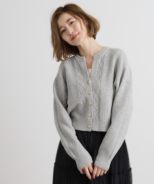 grove（グローブ）の「スリットネッククロップドカーディガン（カーディガン/ボレロ・レディース・ネイビー/イエロー/グレー/オフホワイト・03/02/01/04/05）」の9枚目の写真