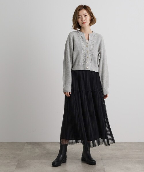 grove（グローブ）の「スリットネッククロップドカーディガン（カーディガン/ボレロ・レディース・ネイビー/イエロー/グレー/オフホワイト・03/02/01/04/05）」の11枚目の写真