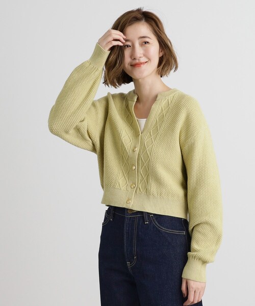grove（グローブ）の「スリットネッククロップドカーディガン（カーディガン/ボレロ・レディース・ネイビー/イエロー/グレー/オフホワイト・03/02/01/04/05）」の14枚目の写真