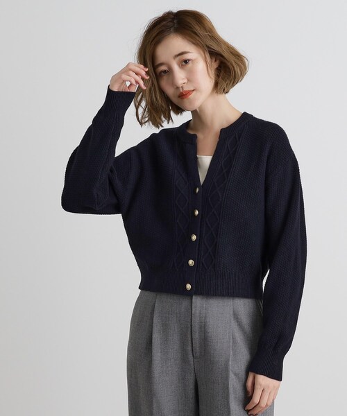 grove（グローブ）の「スリットネッククロップドカーディガン（カーディガン/ボレロ・レディース・ネイビー/イエロー/グレー/オフホワイト・03/02/01/04/05）」の17枚目の写真