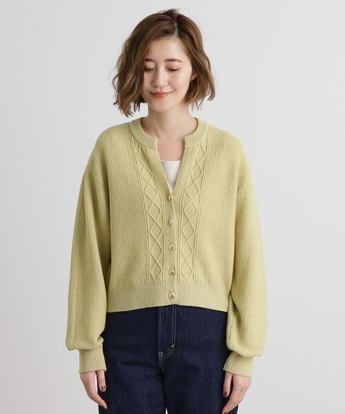 grove（グローブ）の「スリットネッククロップドカーディガン（カーディガン/ボレロ・レディース・ネイビー/イエロー/グレー/オフホワイト・03/02/01/04/05）」の21枚目の写真