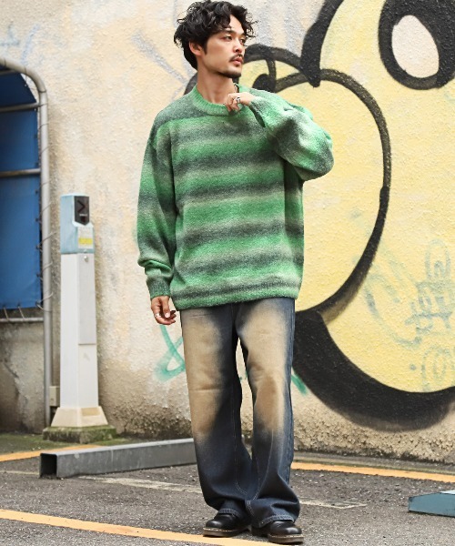 LUXSTYLE(ラグスタイル)の「グラデーションクルーネックニット(ニット/セーター・メンズ・ブラウン/グリーン/グレー・M/L)」の10枚目の写真