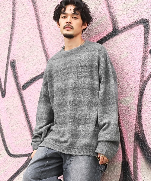 LUXSTYLE(ラグスタイル)の「グラデーションクルーネックニット(ニット/セーター・メンズ・ブラウン/グリーン/グレー・M/L)」の12枚目の写真