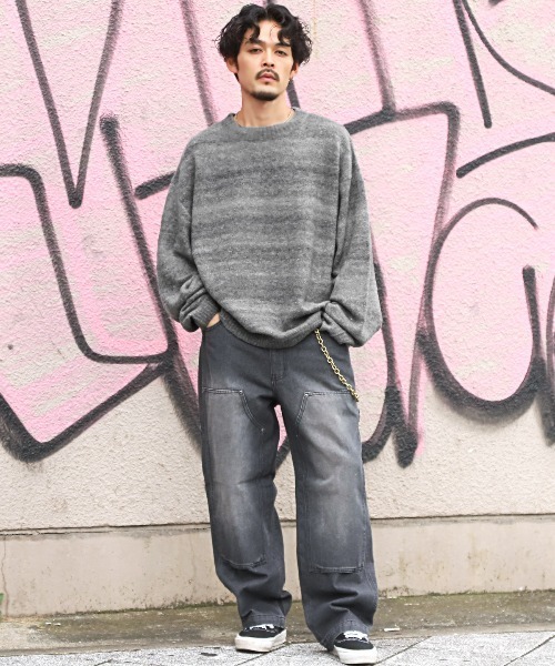 LUXSTYLE(ラグスタイル)の「グラデーションクルーネックニット(ニット/セーター・メンズ・ブラウン/グリーン/グレー・M/L)」の4枚目の写真