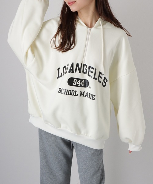 Lace Ladies(レースレディース)の「ロゴプリント カレッジ フロントジップ パーカー トップス(パーカー・レディース・イエロー/アイボリー・M/XL)」の15枚目の写真