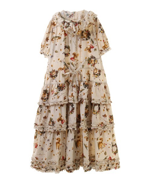 coco様ウィンターフォレストトリートプリントミディワンピース　アイボリー PINK HOUSE（ピンクハウス）の「ウィンターフォレストトリートプリント